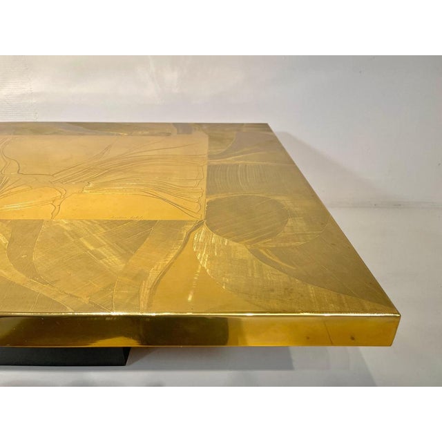 Metal Etched Brass Coffee Table by Christian Krekels, 1970s For Sale - Image 7 of 15