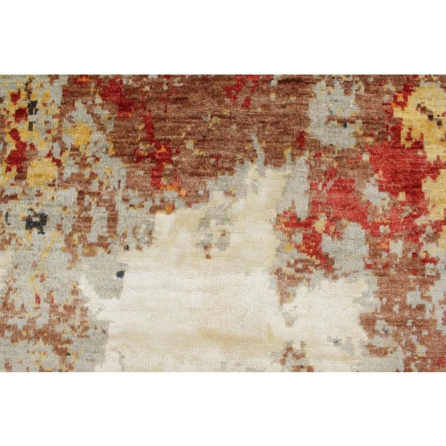 1990s Shabby Chic Ziegler Black/Orange Wool & Silk Rug - 3'11'' X 5'9'' For Sale - Image 5 of 10