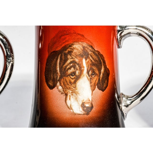 Antique Victorian Pitcher Mugs Hand Painted Dog Canine Portraits - Rare Complete Set of 7 For Sale In New York - Image 6 of 18