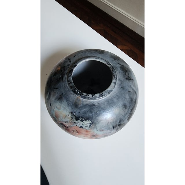 1960s 1960s Pink and Grey Raku Vase For Sale - Image 5 of 8