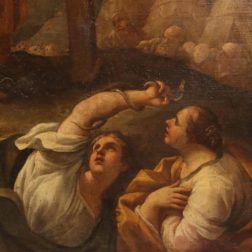 Moses and the Bronze Serpent, 1600s, Oil on Canvas, Framed For Sale - Image 8 of 14