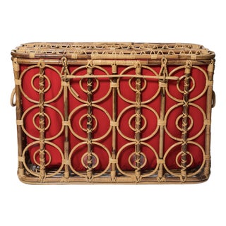 1950s Italian Bamboo and Rattan Trunk For Sale
