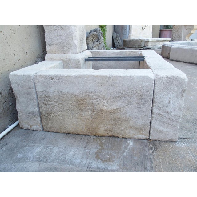 Single Pillar Rectangular Provencale Wall Fountain in Carved Limestone For Sale - Image 10 of 11