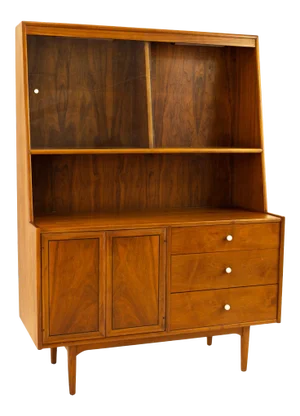 Kipp Stewart for Drexel Declaration Mid Century Walnut Buffet & Hutch