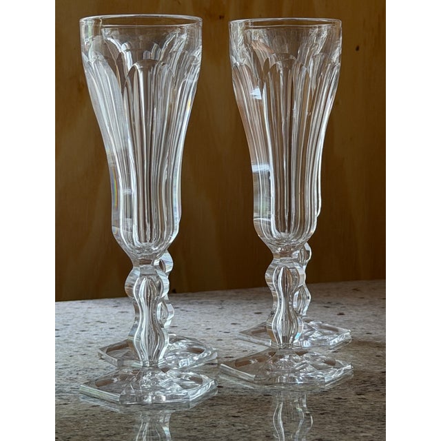 Vintage Crystal Champagne Flutes, France, 1920s, Set of 8 For Sale - Image 12 of 18