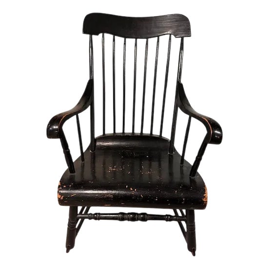 Antique Black Rocking Chair, 19th Century | Chairish