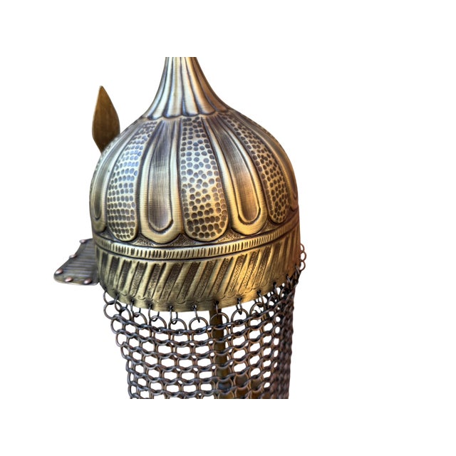 Handcrafted Brass Tabletop Helmet For Sale - Image 12 of 13