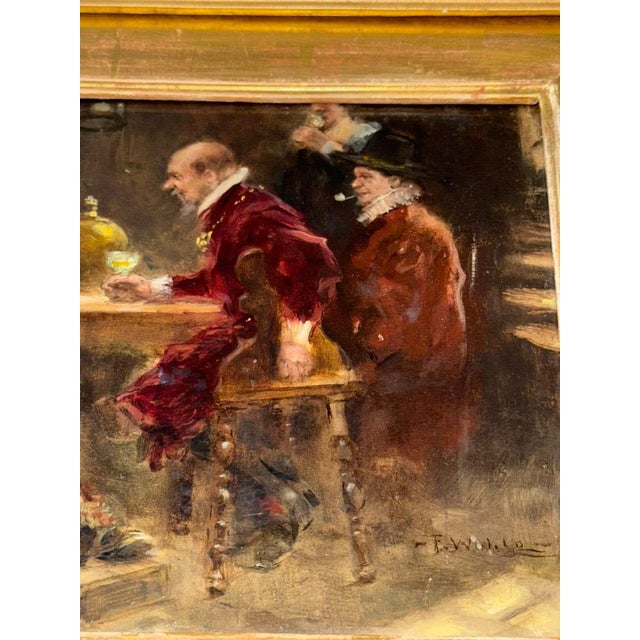 Signed Oil on Panel, Dutch Golden Age Manner Tavern Scene, 19th Century For Sale - Image 6 of 15