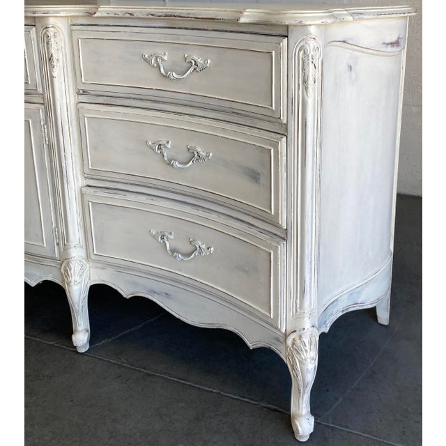 French Louis XV Style Provincial Sideboard, French Painted Buffet or Enfilade For Sale - Image 10 of 11