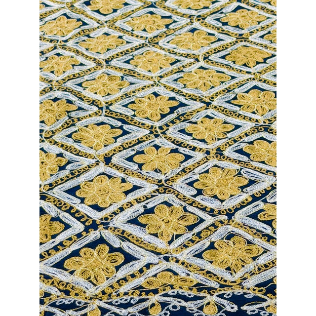 Navy Mid 20th Century Never Used Ghabani Embroidered Tablecloth For Sale - Image 9 of 9