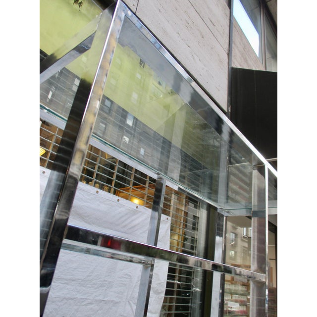 Chrome and Steel Etegere With 6 Glass Shelves For Sale - Image 12 of 17