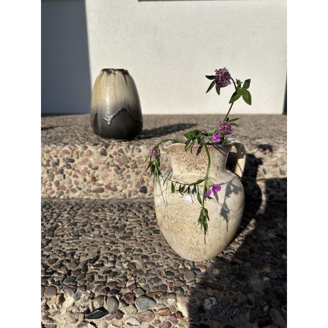 Handmade Beige-Yellow Crackle Glazed Ceramic Art Jug by Richard Uhlemeyer, Germany, 1970s For Sale - Image 6 of 18