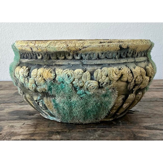 Vintage Patinated Moss Roses Planter For Sale - Image 11 of 12