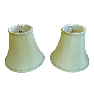 Custom Silk Chantung Celadon Shades - Set of 2 For Sale