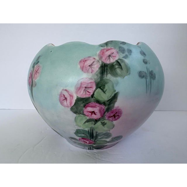 Early 20th Century Artist-Signed Hand-Painted Porcelain Rose Bowl Vase For Sale - Image 4 of 12