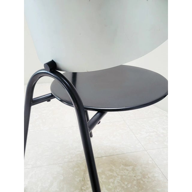 1990s Post-Modern Sculptural Metal Dining or Statement Chair Brushed Silver and Black For Sale - Image 9 of 11