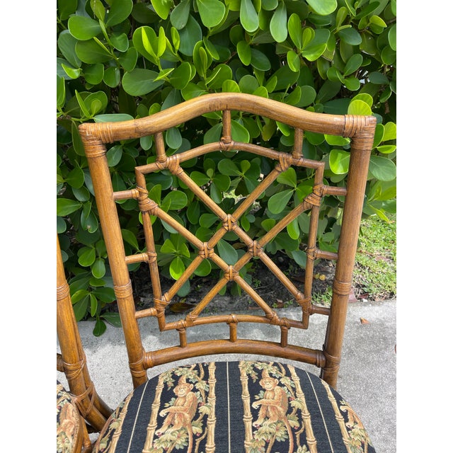 Vintage Palm Beach Regency Fretwork Rattan Dining Chairs | Set of 4 For Sale - Image 12 of 12