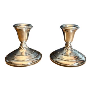 Pair of Vintage Weighted Sterling Silver Candlesticks For Sale