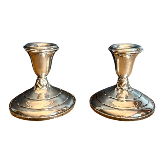Pair of Vintage Weighted Sterling Silver Candlesticks For Sale