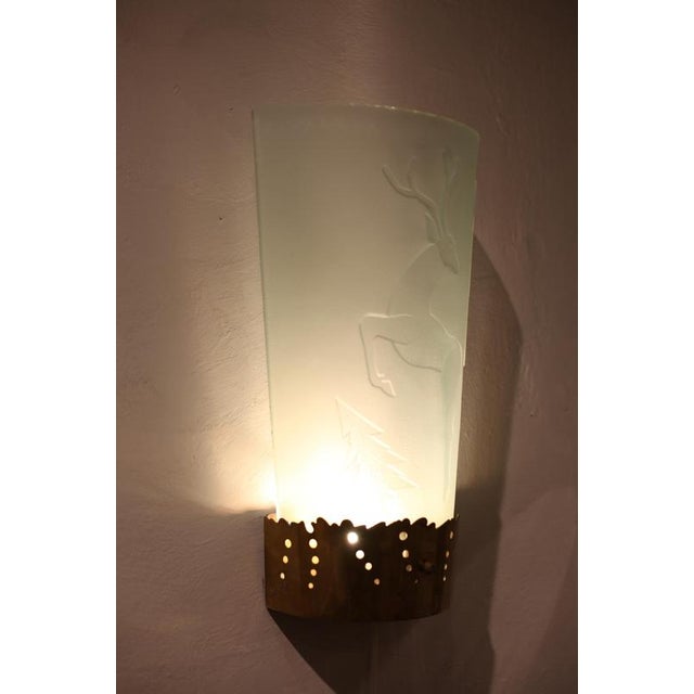 Wall Scones in Etched Glass Decor by Glössner, 1890s, Set of 2 For Sale - Image 13 of 15