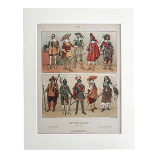 Antique 1925 Max Tilke 17th c. Dutch Costume Print in 11x14 Mat. Ready to Frame For Sale