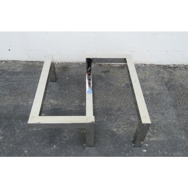 Hollywood Regency Modern Style Chrome Glass Top Coffee Table For Sale - Image 11 of 13