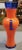 Contemporary 2001 Ipso Facto Art Glass Contemporary Style Orange/Blue Double Handled Vase For Sale - Image 3 of 7