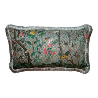 Gucci Logo Tree of Life Tian Chinoiserie Vintage Silk Scarf Pillow 36" For Sale