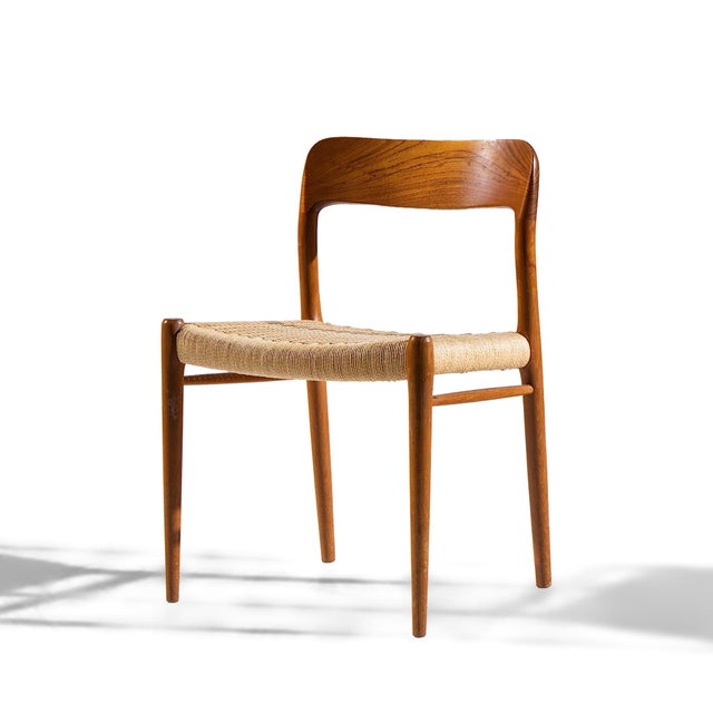 Niels Moller Model 75 Mid Century Danish Teak and Cane Dining Chairs - Set of 4 For Sale In Chicago - Image 6 of 9
