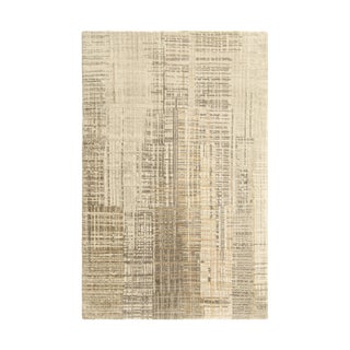 Rug & Kilim’s Abstract Rug With Beige-Brown and Cream Striae & Geometric Pattern For Sale