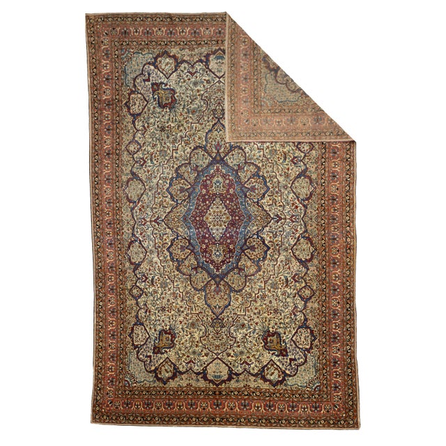 Antique Persian Mohtasham Kashan Rug 9'9" x 15’4”. The Revival Period rugs woven by two generations of Mohtashams, from...