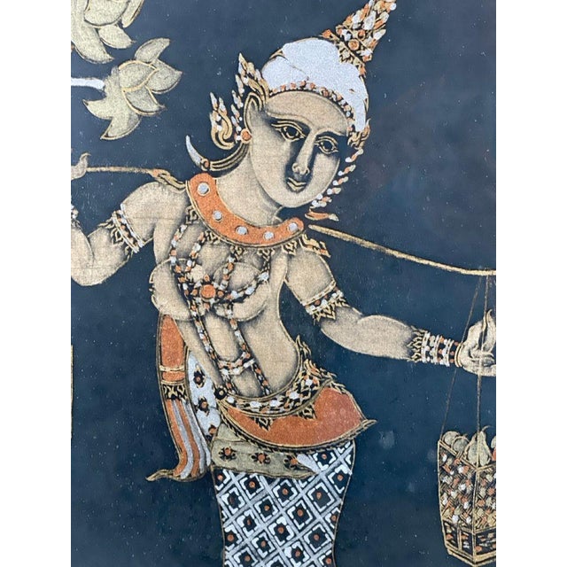 Mid-Century Modern Vintage Mid-Century Thai Mixed-Media Relief Art - Unknown Artist - Original Gallery Chemould Bombay Frame For Sale - Image 3 of 13