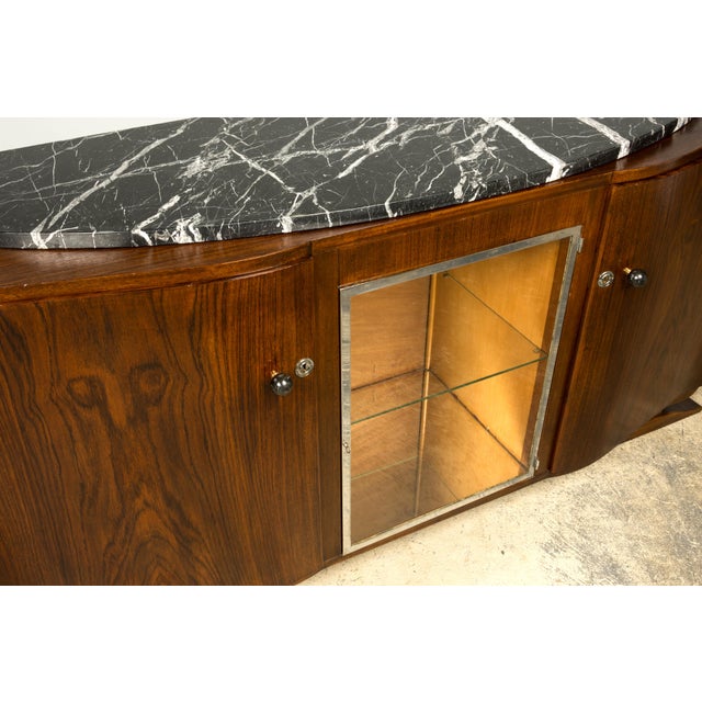 1930s French Art Deco Walnut Sideboard With Black Marble Top For Sale - Image 14 of 18