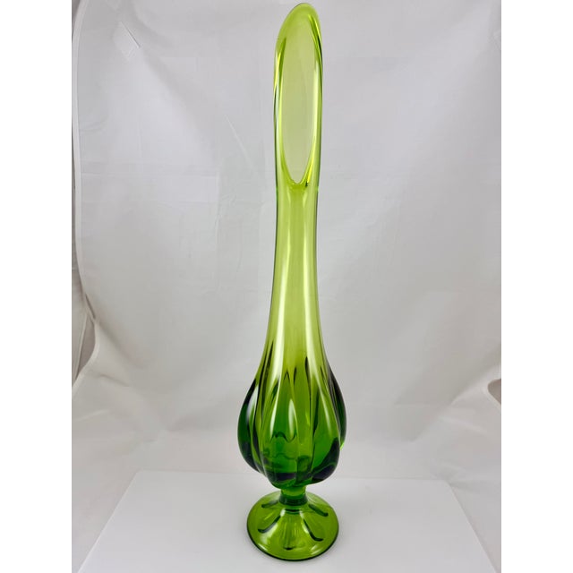 60's Green Swung Vase With Pedestal Base For Sale - Image 4 of 5
