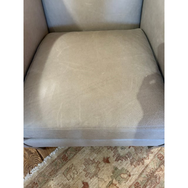 Light Gray Lee Industries Gray Leather Custom Club Chair For Sale - Image 8 of 11