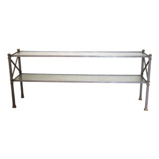 Maison Jansen Two Tier Metal and Glass Console Table For Sale