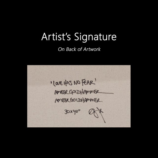 Love Has No Fear - Blue Cool Tone Mixed Media Graffiti Inspired Art Original Artwork by Amber Goldhammer For Sale - Image 9 of 9