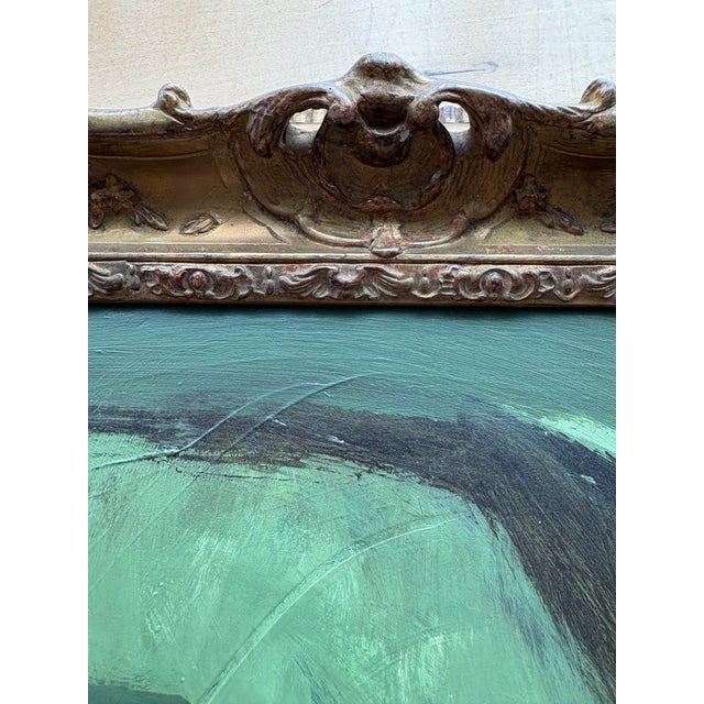 2024 Amanda Carol Collection Green Abstract Oil Painting in Fine French Antique Frame For Sale - Image 10 of 16