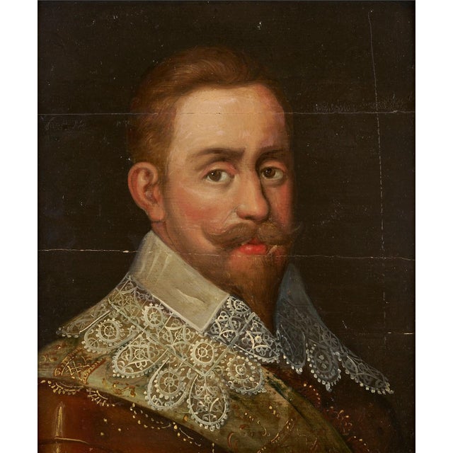 Traditional Pr. 17th C. European Pendant Portraits, Gustavus Adolphus & Maria Eleonora For Sale - Image 3 of 12