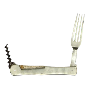 19th Century Hunter or Soldier's Travel Folding Fork & Corkscrew