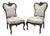 Early 20th Century Victorian Floral Scrollwork Carved Mahogany Parlor Slipper Side Chairs - A Pair For Sale