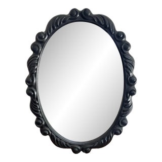 Late 20th Century Carved-Wood Look Black Mirror For Sale