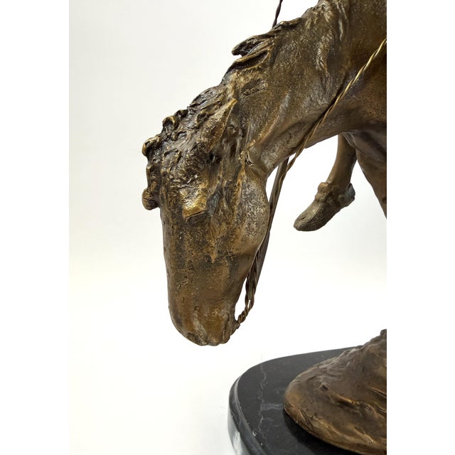 Mid 20th Century End of the Trail, Bronze Sculpture After Fraser - 22"h For Sale - Image 5 of 13