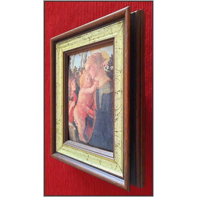 Wood Famous "Madonna and Child" (1470) Italian Antique Painting - Enamel Porcelain Handmade Certified Collectible Wall Art For Sale - Image 7 of 8