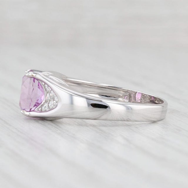 2010s 1.69ctw Oval Pink Kunzite Diamond Ring 14k White Gold Size 7.25 For Sale - Image 5 of 8