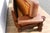 Vintage 1970s Brown Leather Sofa With Sculptural Wood Frame, Attached Cushions & Postmodern Modernist Design For Sale - Image 12 of 18