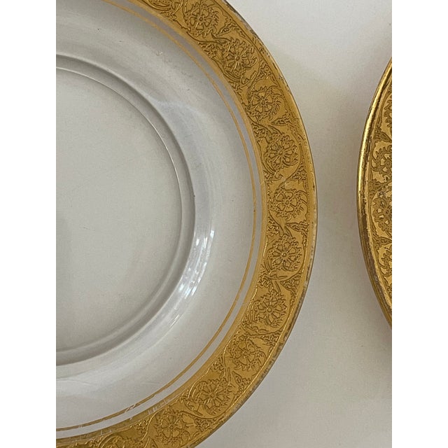 Boho Chic Splendid Antique Moser Glass Dessert Plates With Gold Trim- Set of 4 For Sale - Image 3 of 4