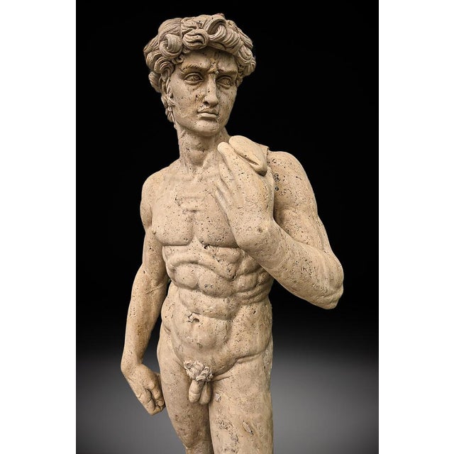 Life-Size Marble Sculpture of David by Michelangelo Buonarroti, 1930s For Sale - Image 4 of 8
