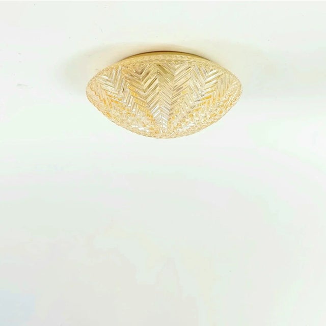 Mid-Century Modern Vintage Geometric Amber Glass Wall Light or Flush Mount From Limburg, Germany, 1970s For Sale - Image 3 of 10