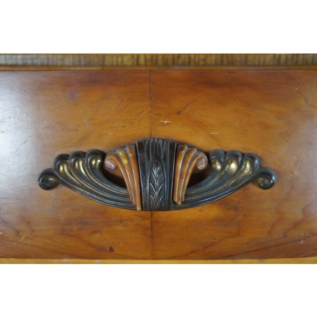 Wood Vintage Art Deco Waterfall Walnut Chifferobe Secretary Desk Dresser Armoire For Sale - Image 7 of 18